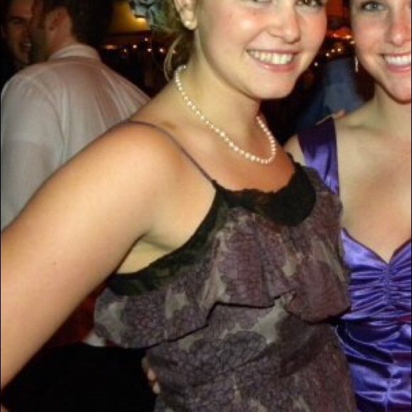 Anthropologie Purple Silk and Black Lace Dress - Picture 2 of 4